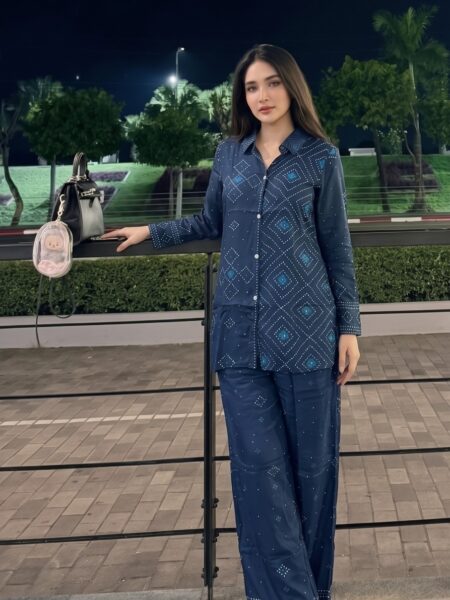 Navy Printed Co Ord Set