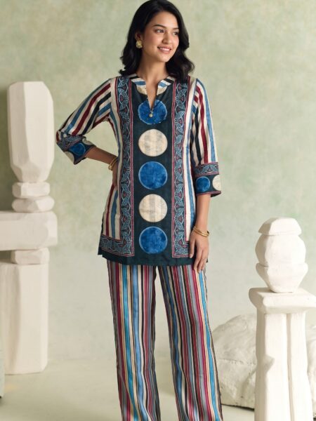 Striped Circle Print Co Ord Set