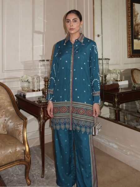 Teal Embroidered Kurta Set