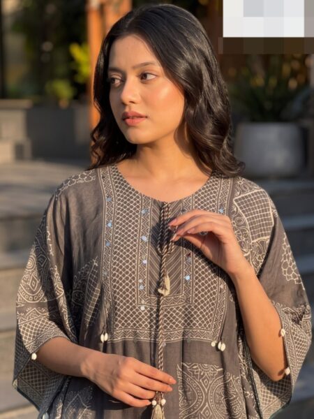 Grey Embroidered Kurta Set