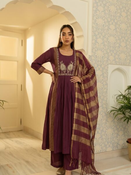 Maroon Festive Kurta Set