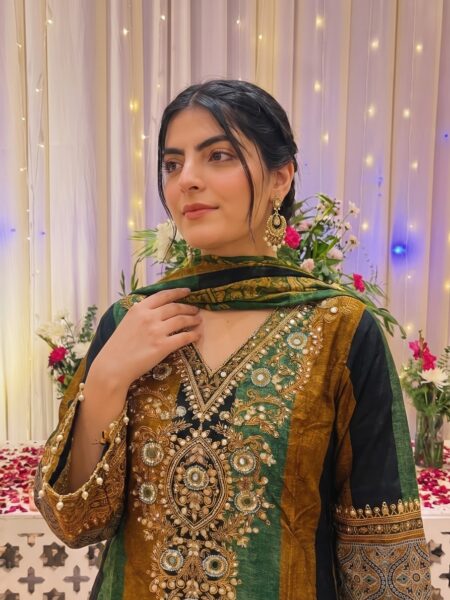 Olive Gold Kurta Set With Dupatta