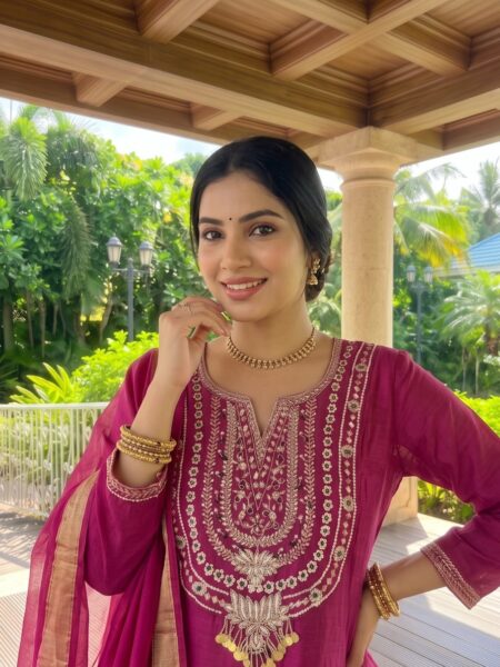 Pink Embroidered Kurta Set