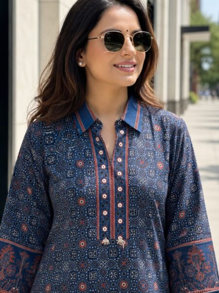 Navy Mirror Work Shirt
