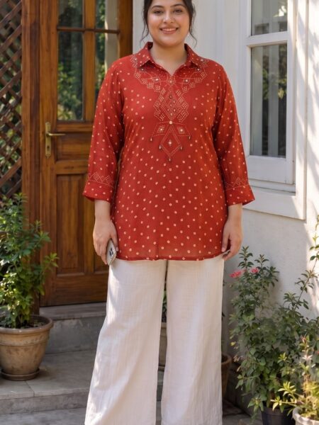 Rust Red Printed Shirt