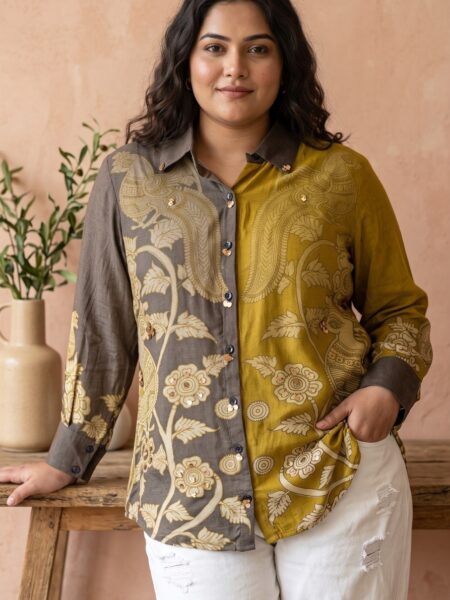 Olive Gold Printed Shirt