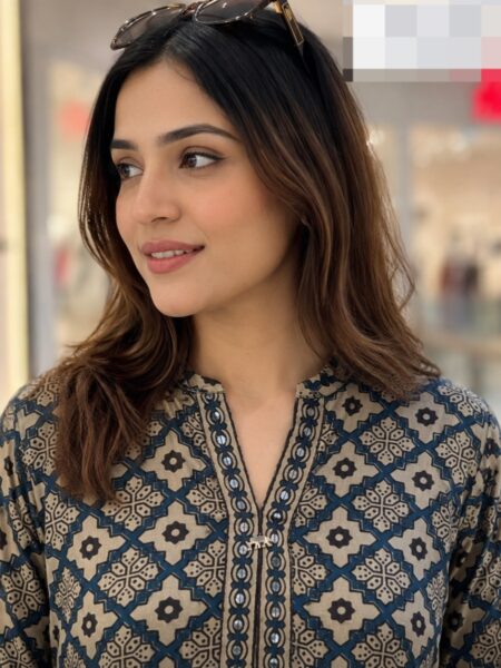 Navy Gold Printed Shirt