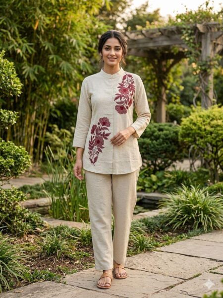 Navy Ajrakh Print Sleeveless Kurta Set with Palazzo